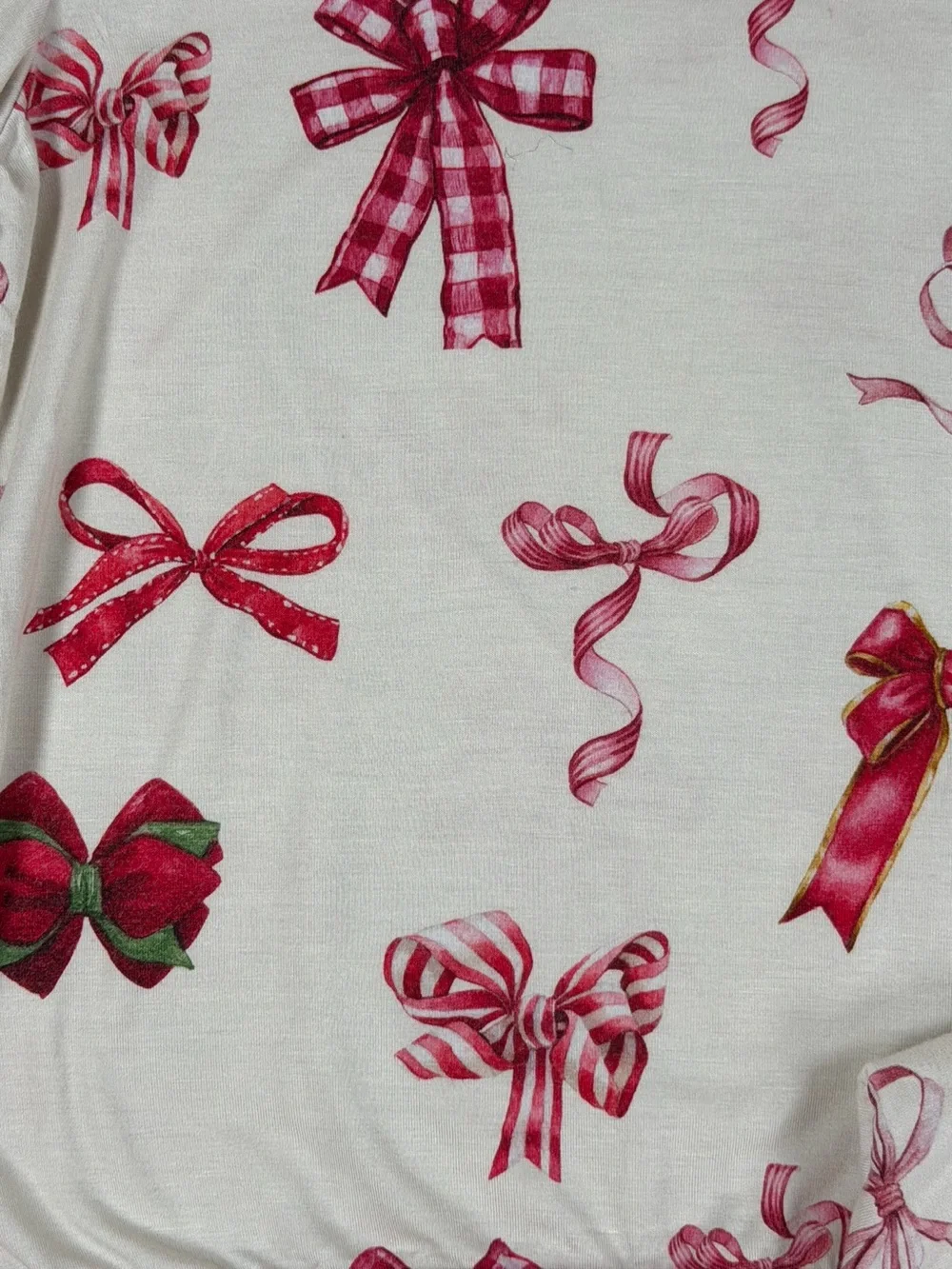 BUNNY KNOTS Velveteen Girls Bamboo Christmas Bows Pajama Set - 3T